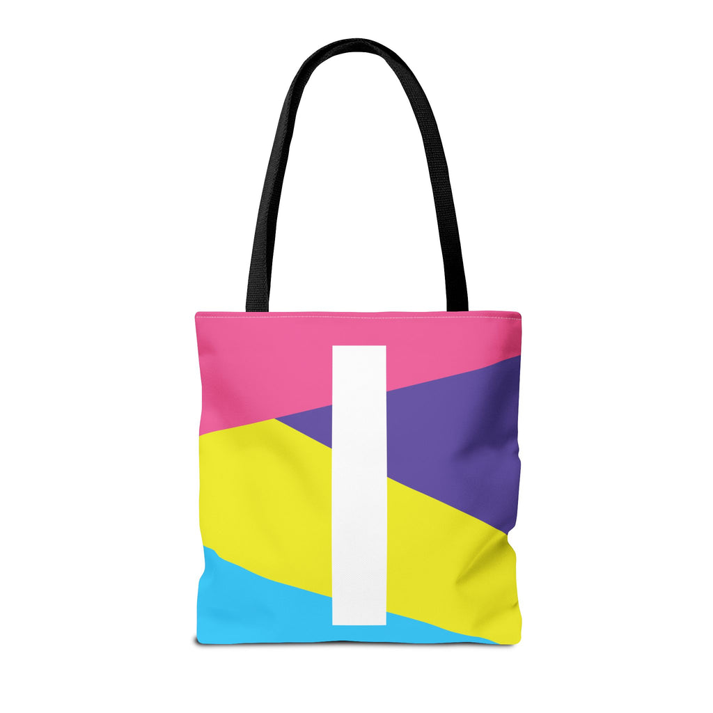 Monogram 'I' Colorblock Tote Bag — Personalized Initial I Shoulder Tote