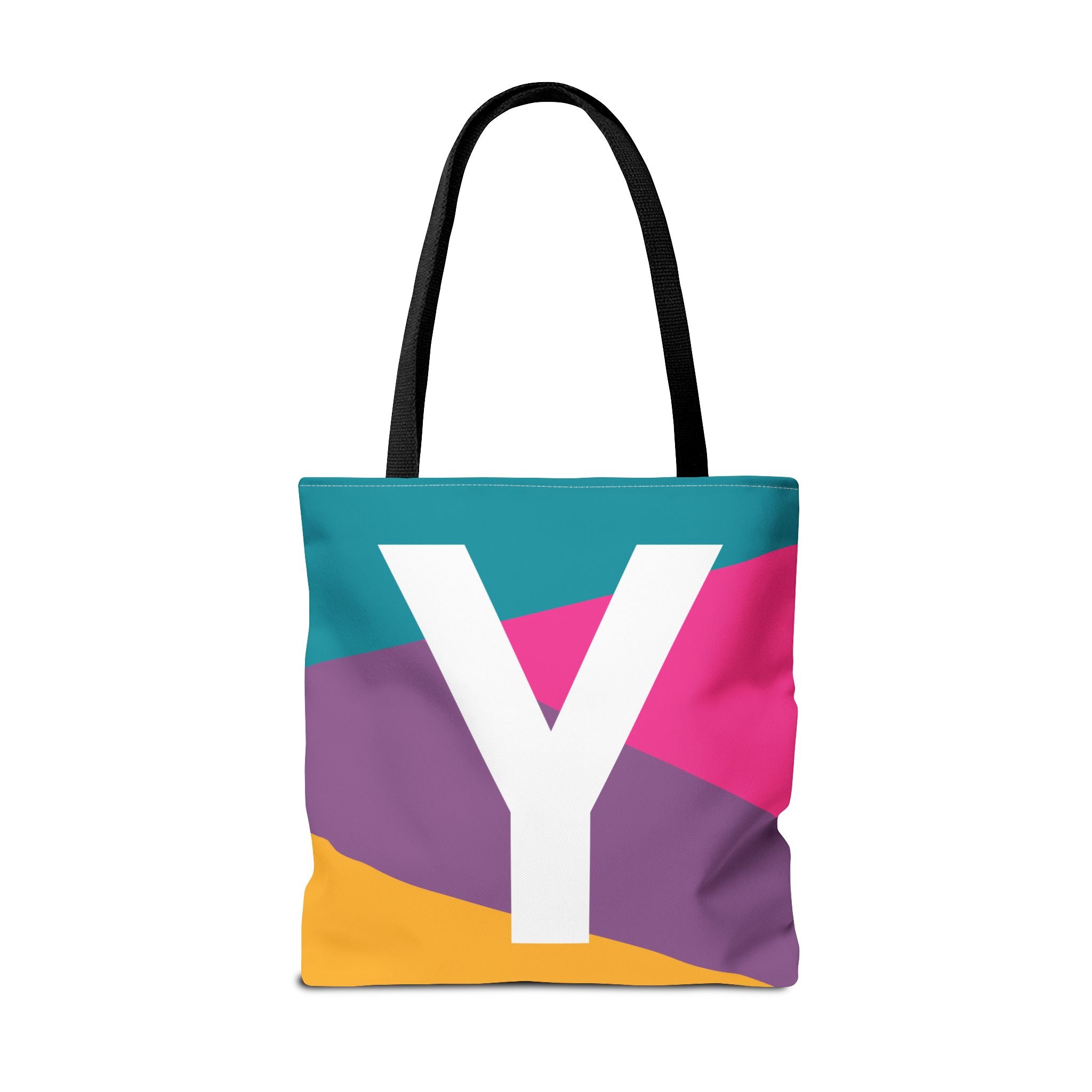 Monogram 'Y' Colorblock Tote Bag — Personalized Initial Y Shoulder Tote