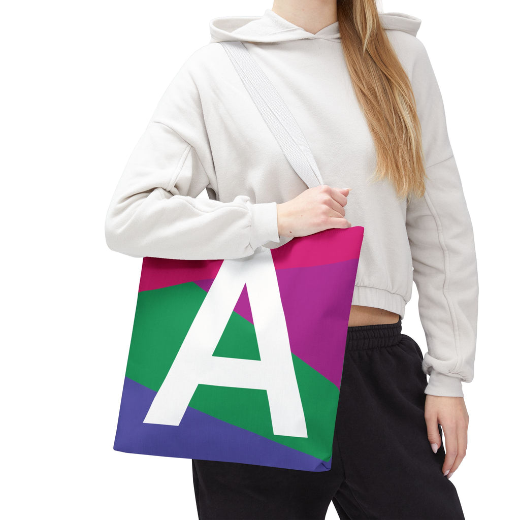 Monogram 'A' Colorblock Tote Bag — Personalized Initial A Shoulder Tote