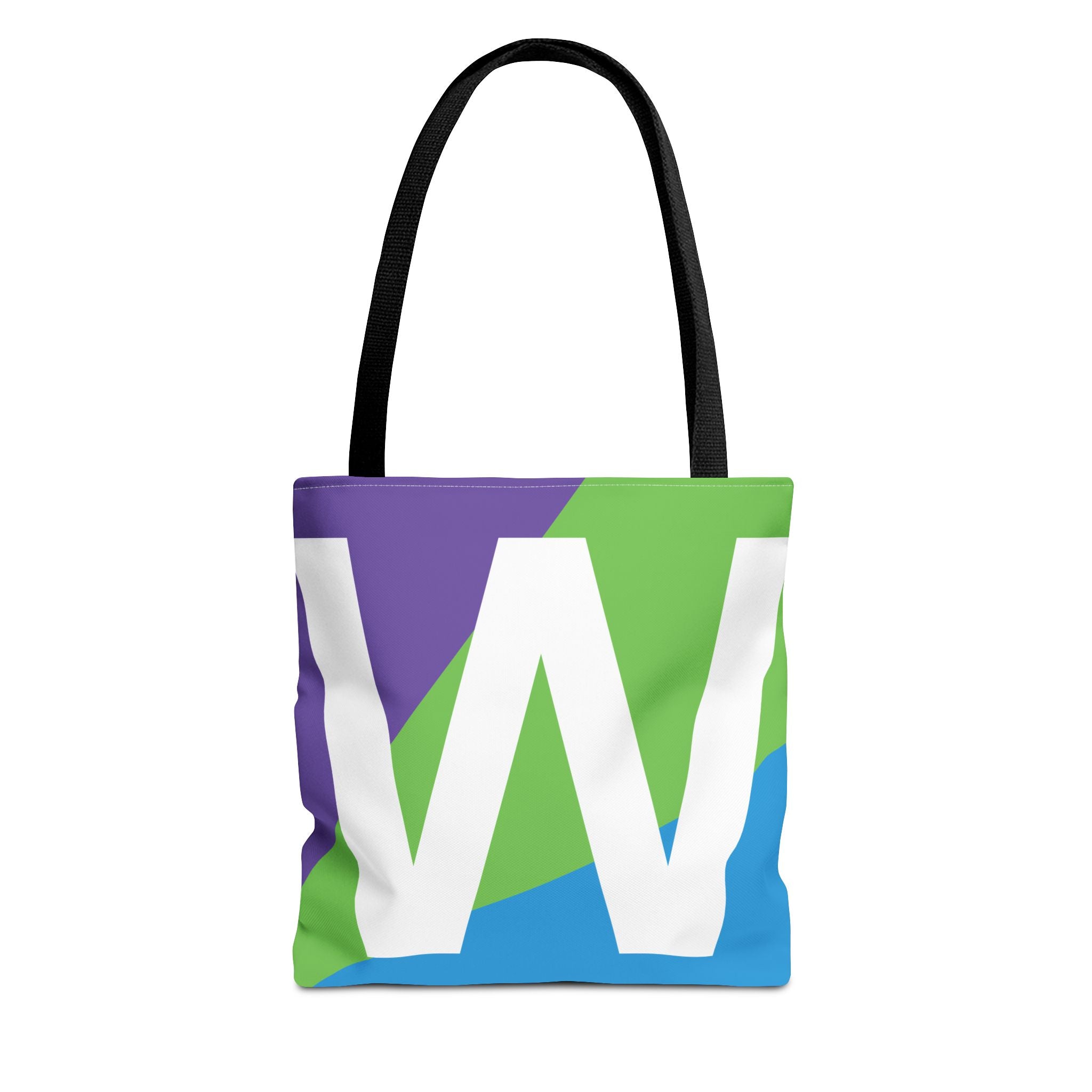 Monogram 'W' Colorblock Tote Bag — Personalized Initial W Shoulder Tote