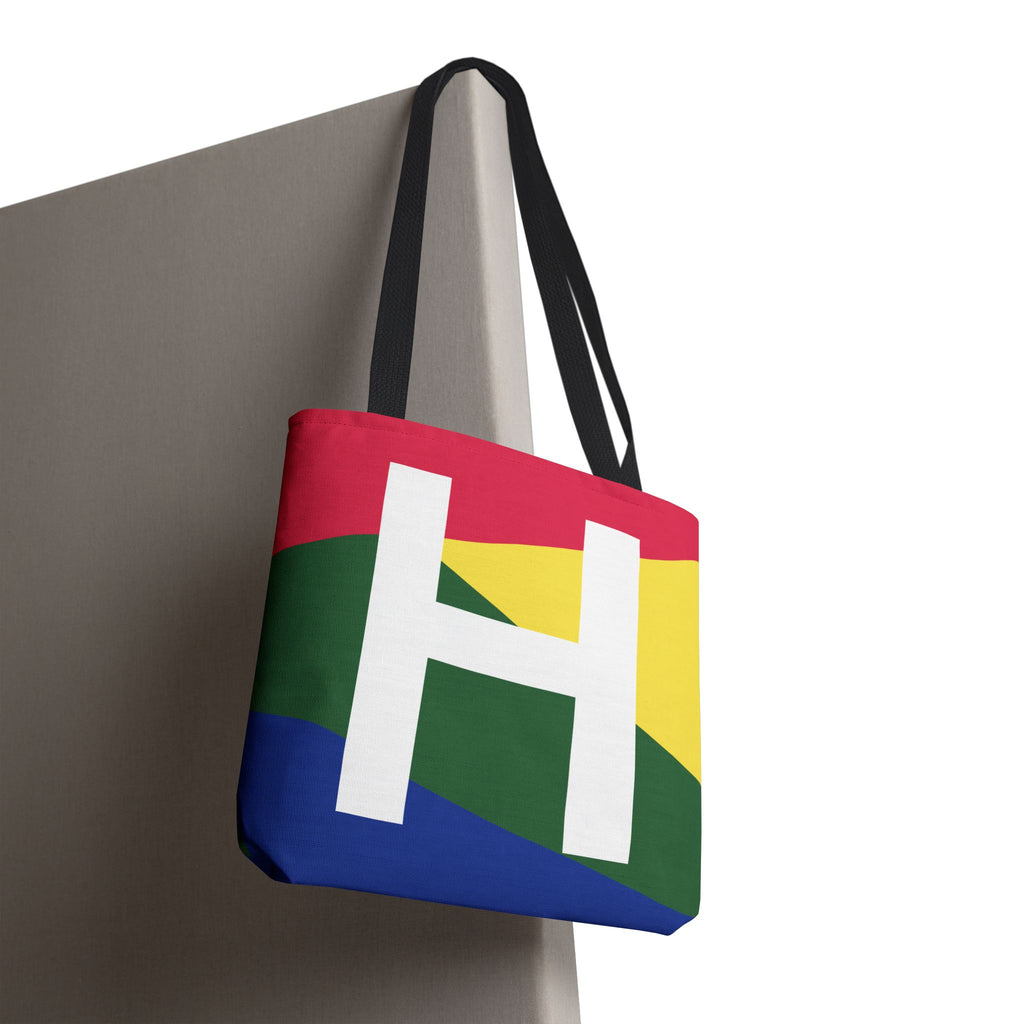 Monogram 'H' Colorblock Tote Bag — Personalized Initial H Shoulder Tote