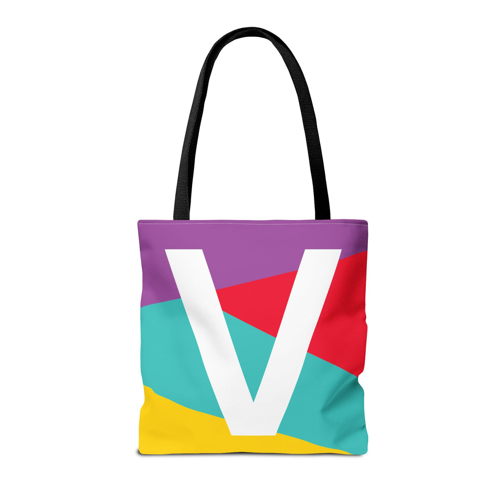 Monogram 'V' Colorblock Tote Bag — Personalized Initial V Shoulder Tote