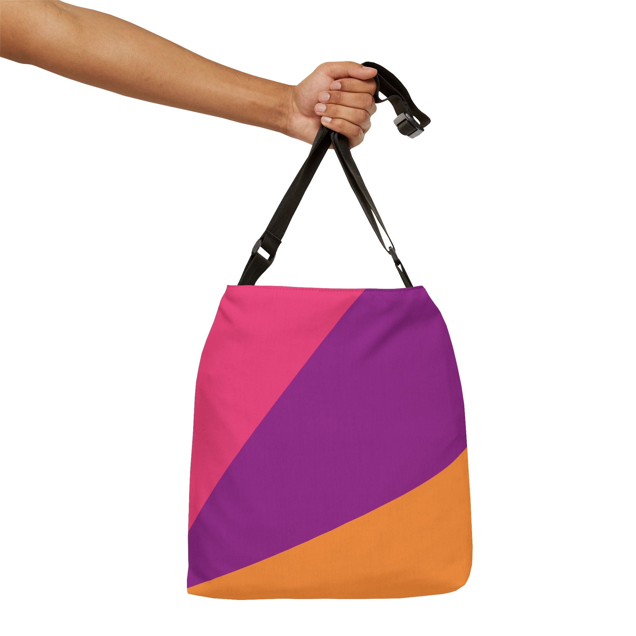 Colorblock Geometric Tote Bag — Adjustable Strap, Bright Abstract Pattern