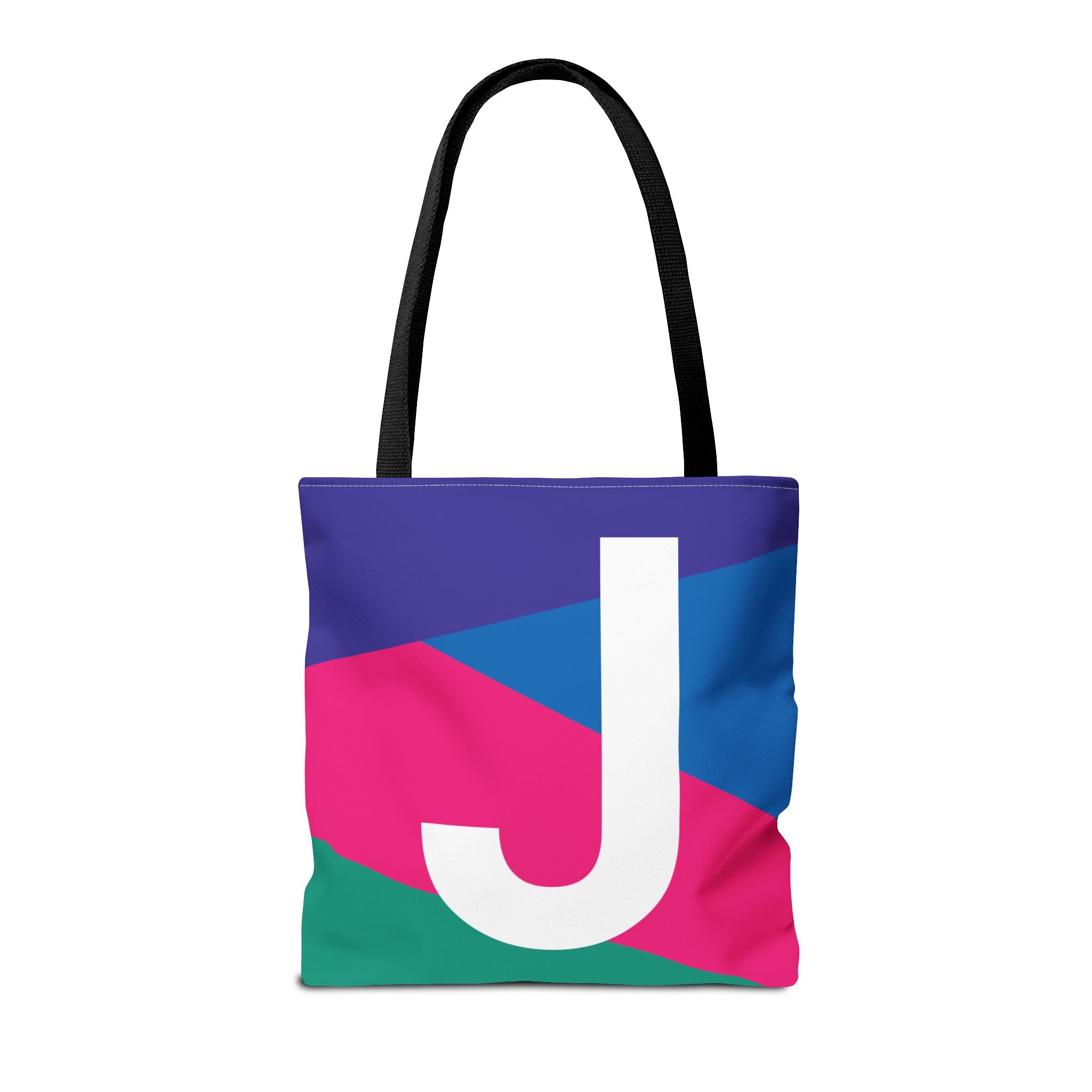 Monogram 'J' Colorblock Tote Bag — Personalized Initial J Shoulder Tote