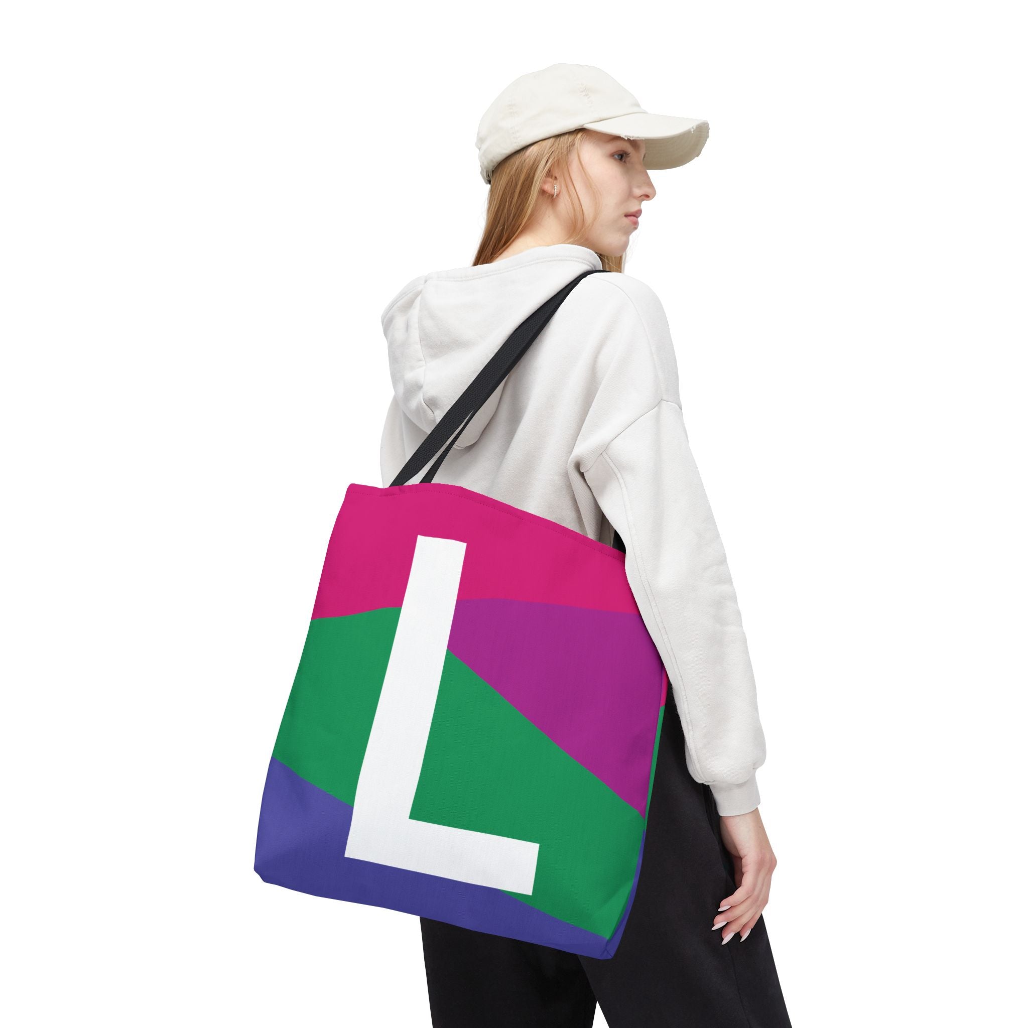 Monogram 'L' Colorblock Tote Bag — Personalized Initial L Shoulder Tote