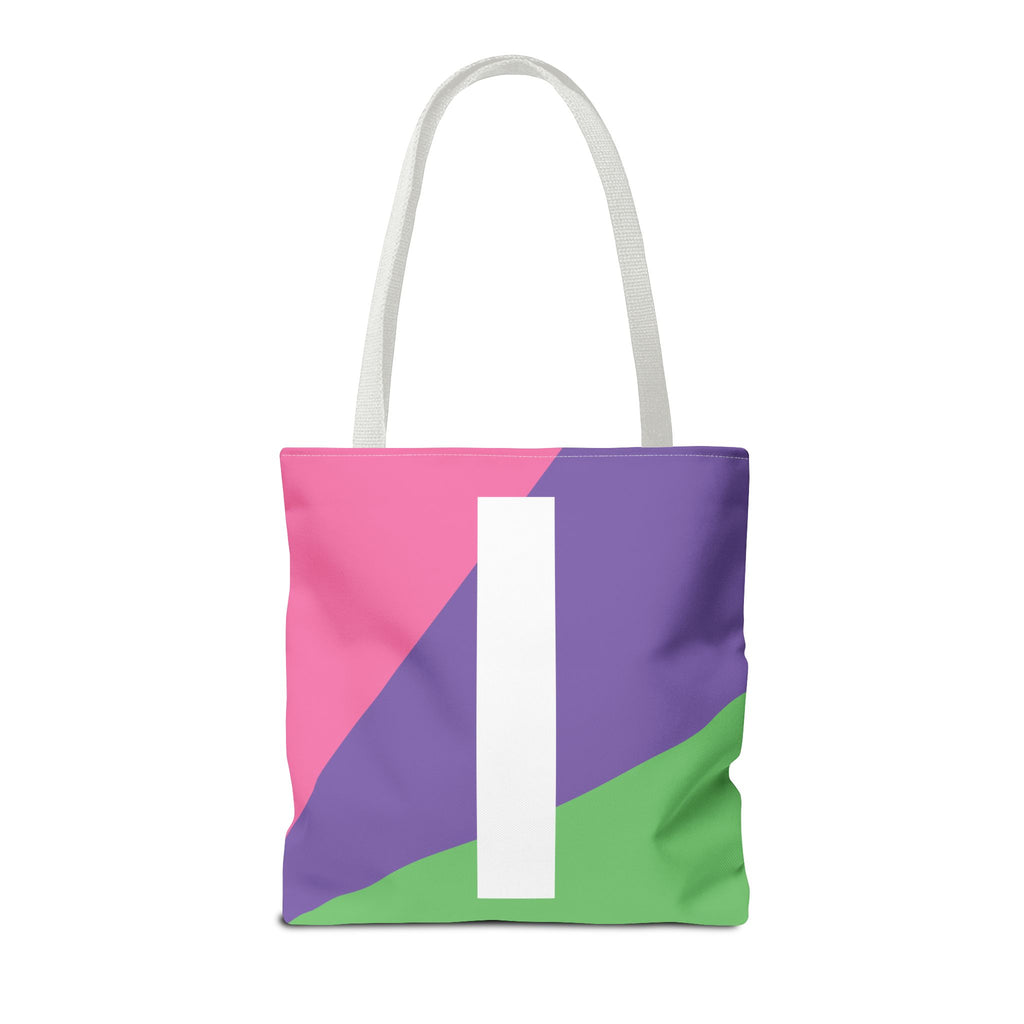 Monogram 'I' Colorblock Tote Bag — Personalized Initial I Shoulder Tote