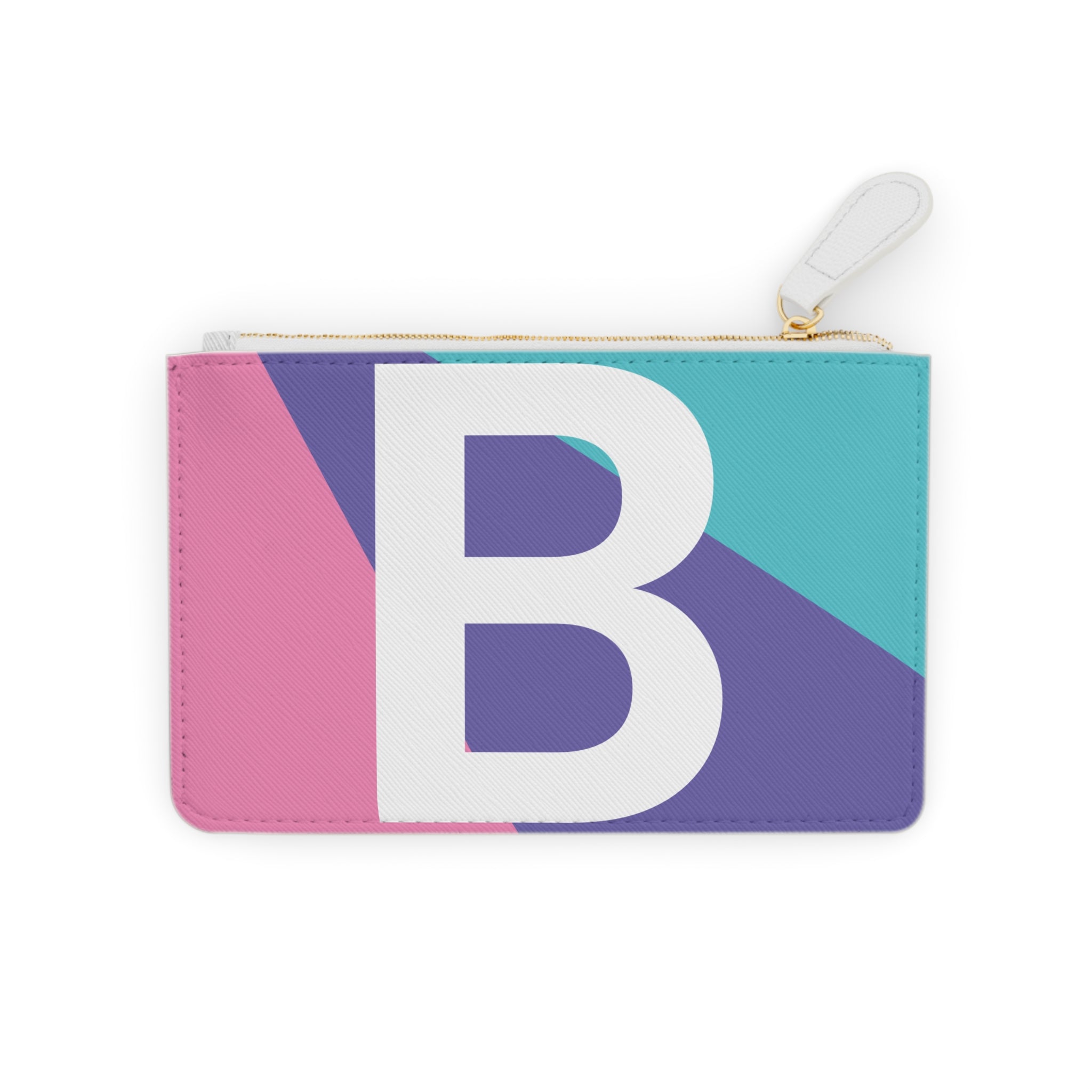 Initial B Mini Clutch — Colorblock Monogram Wristlet Wallet