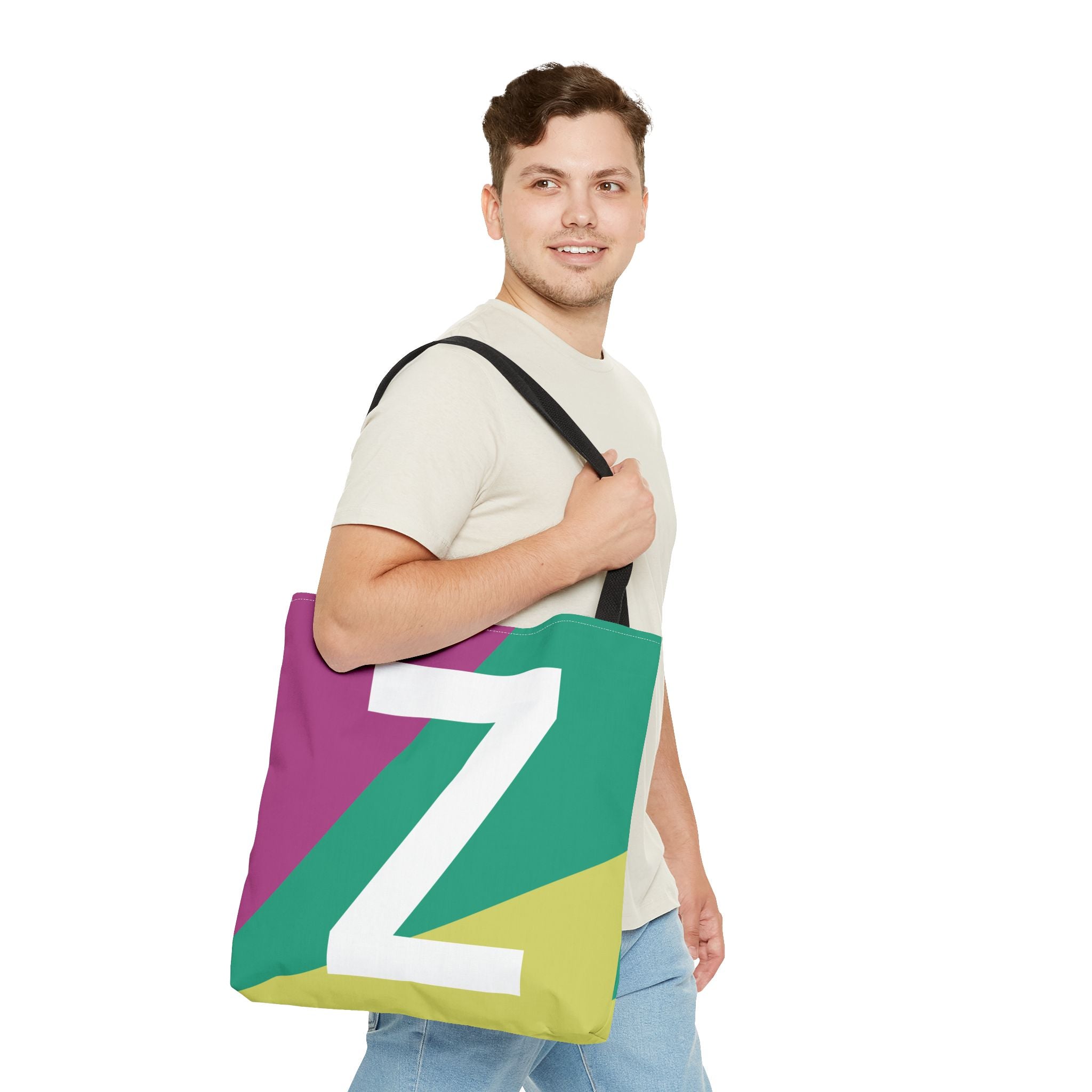 Monogram 'Z' Colorblock Tote Bag — Personalized Initial Z Shoulder Tote