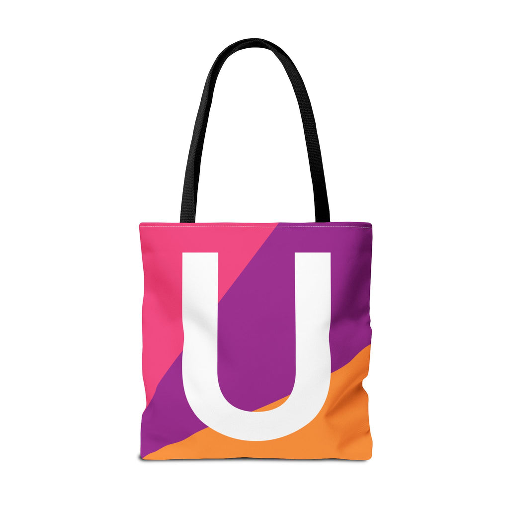 Monogram 'U' Colorblock Tote Bag — Personalized Initial U Shoulder Tote