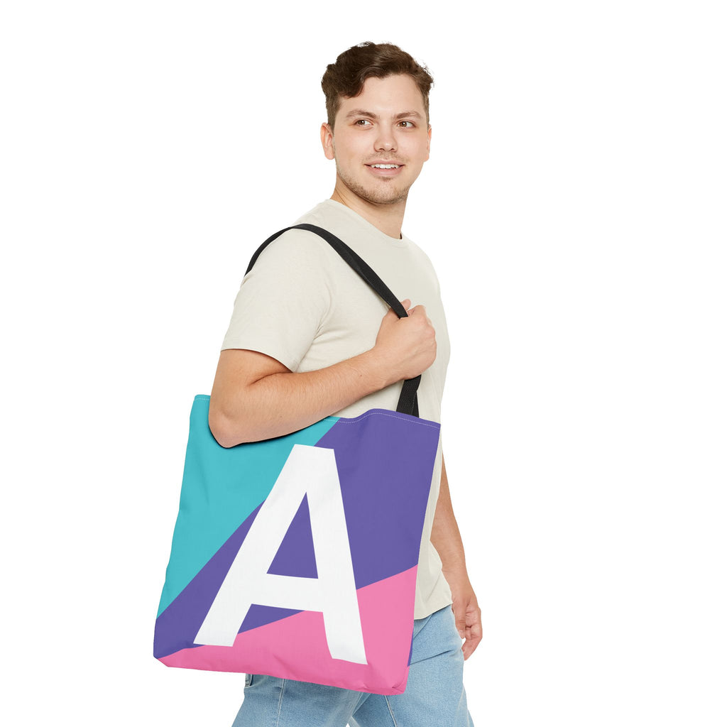 Monogram 'A' Colorblock Tote Bag — Personalized Initial A Shoulder Tote