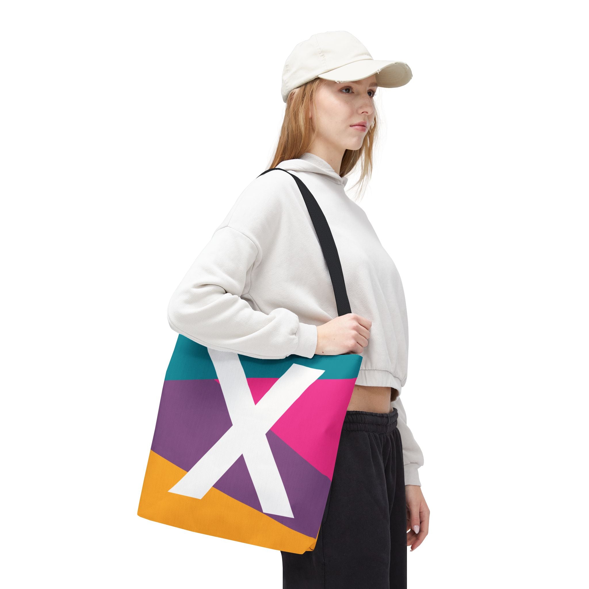 Monogram 'X' Colorblock Tote Bag — Personalized Initial X Shoulder Tote