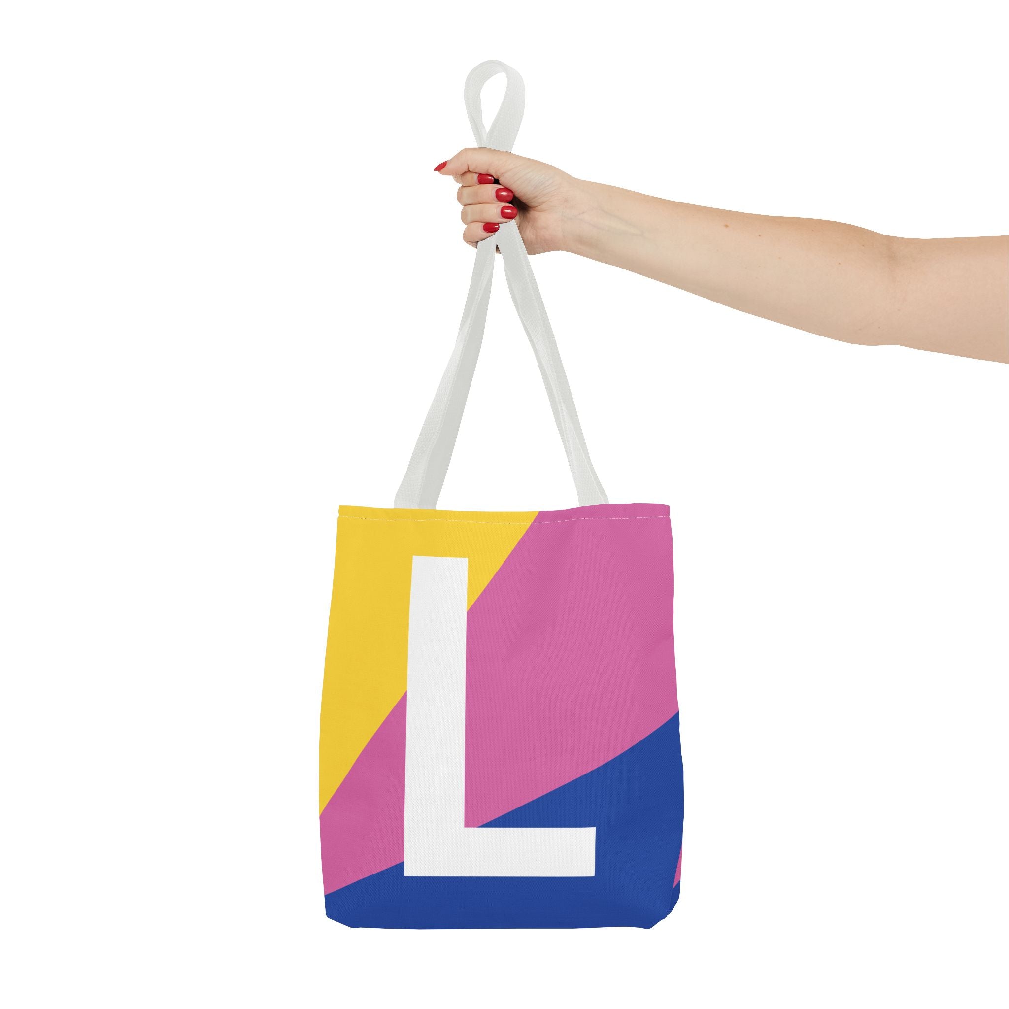 Monogram 'L' Colorblock Tote Bag — Personalized Initial L Shoulder Tote