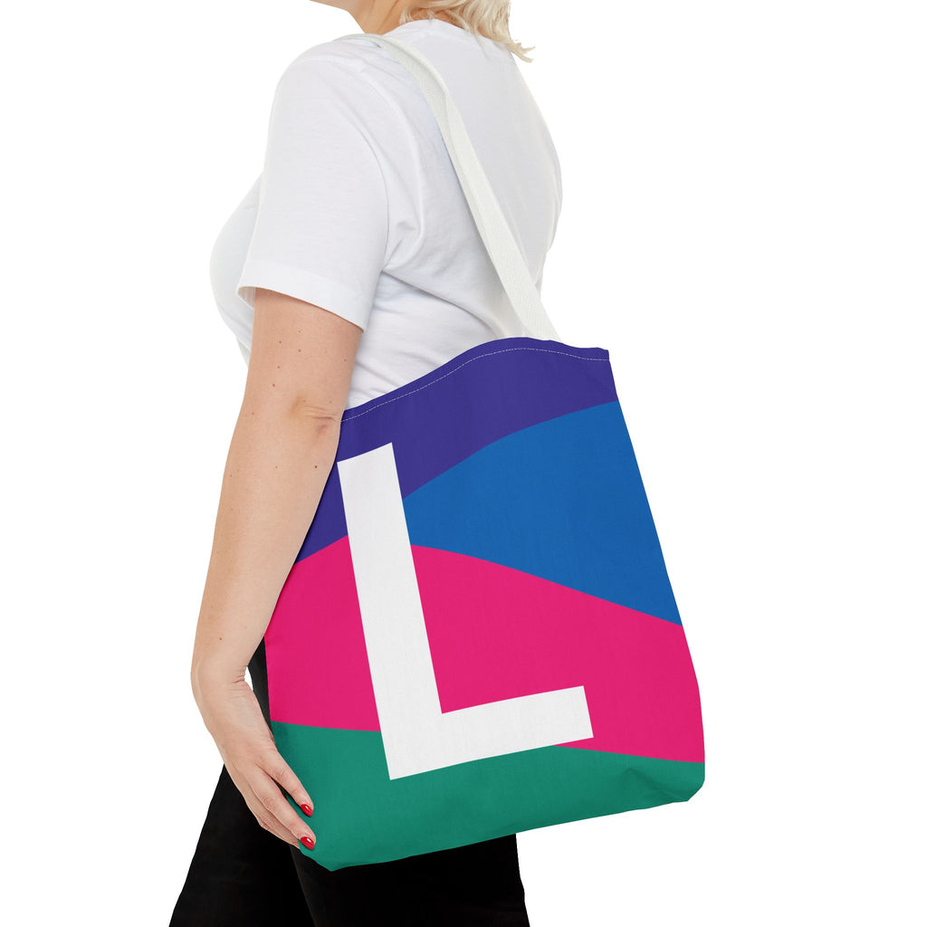 Monogram 'L' Colorblock Tote Bag — Personalized Initial L Shoulder Tote