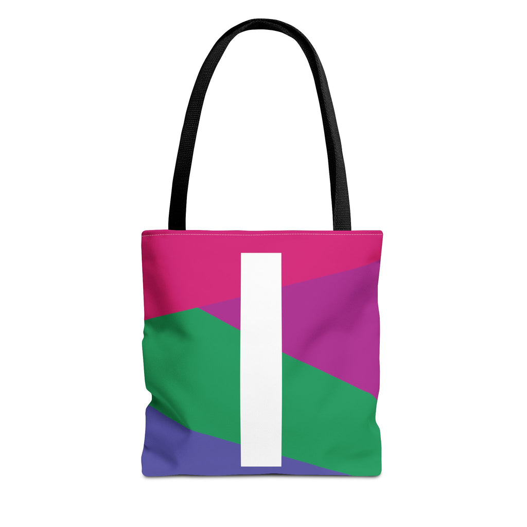 Monogram 'I' Colorblock Tote Bag — Personalized Initial I Shoulder Tote