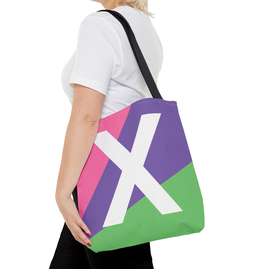 Monogram 'X' Colorblock Tote Bag — Personalized Initial X Shoulder Tote