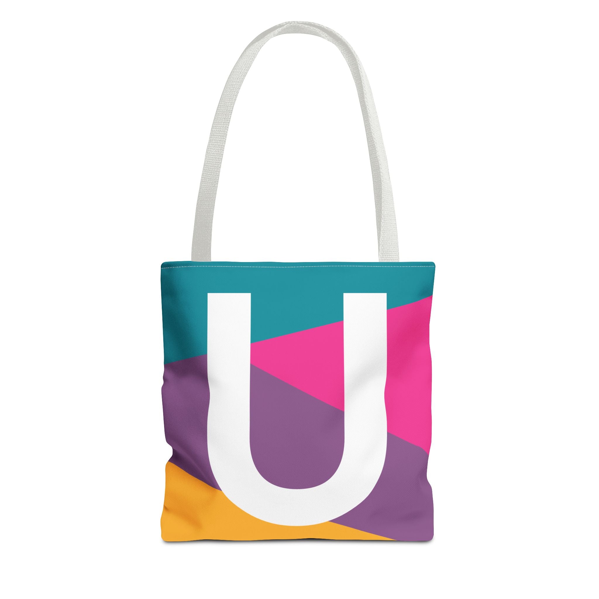 Monogram 'U' Colorblock Tote Bag — Personalized Initial U Shoulder Tote