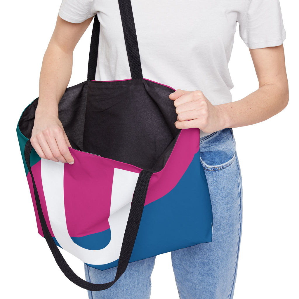 Personalized 'U' Colorblock Tote Bag — Monogram Weekender Tote