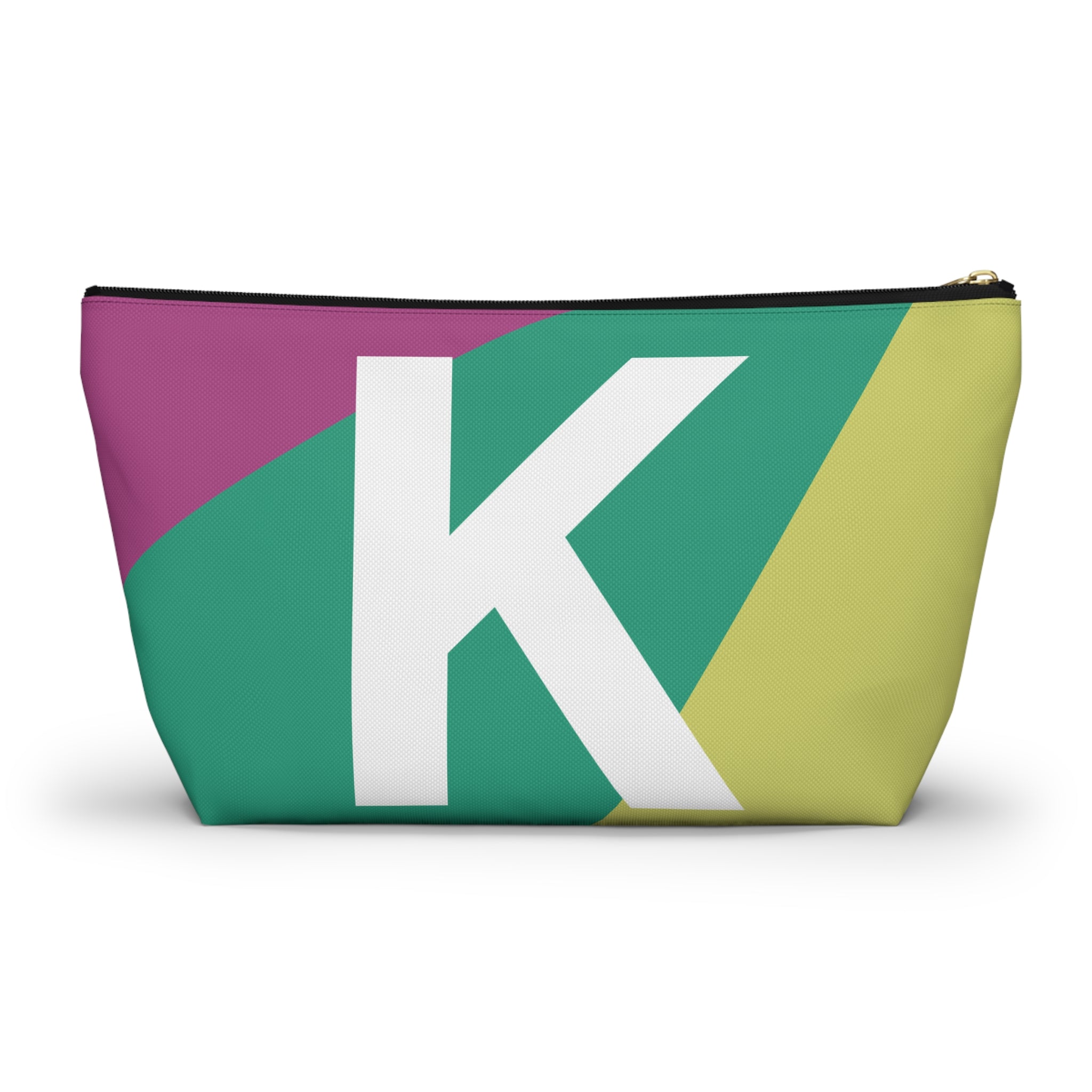 Initials Colorblock Accessory Pouch — Monogram K T-Bottom Cosmetic Bag