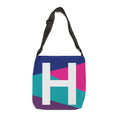 Initial Letter 'H' Colorblock Adjustable Tote Bag — Monogram Alphabet Shoulder Bag
