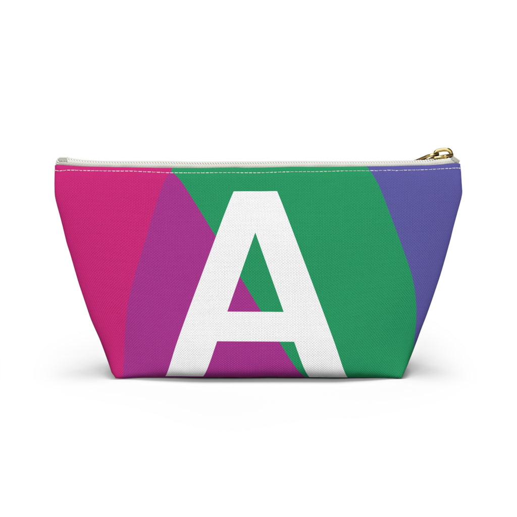 Initials Colorblock Accessory Pouch — Monogram A T-Bottom Cosmetic Bag