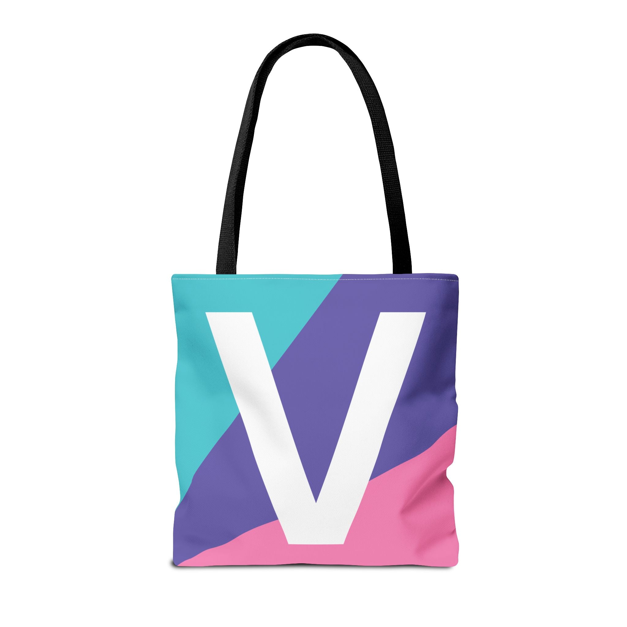 Monogram 'V' Colorblock Tote Bag — Personalized Initial V Shoulder Tote