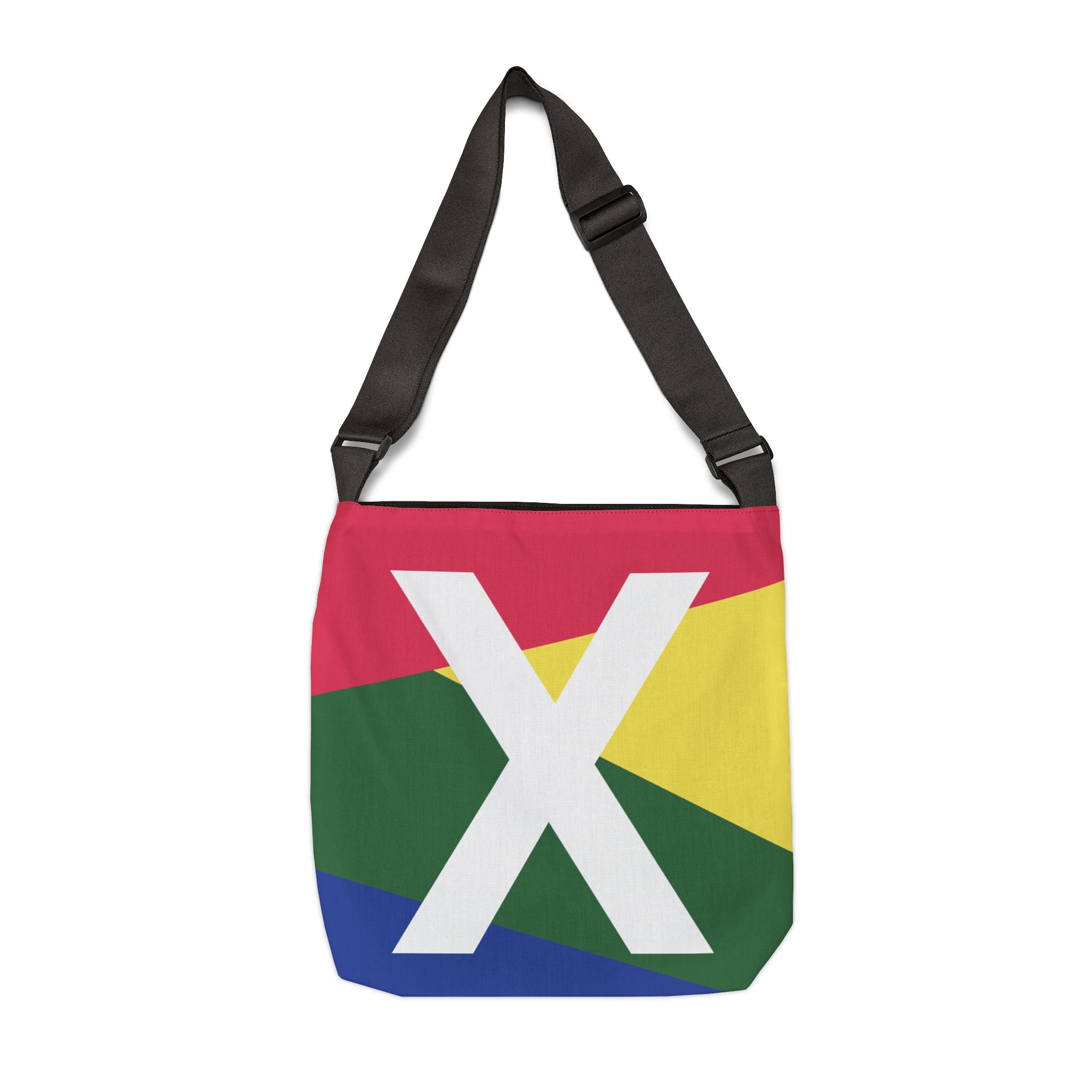 Initial Letter 'X' Colorblock Adjustable Tote Bag — Monogram Alphabet Shoulder Bag