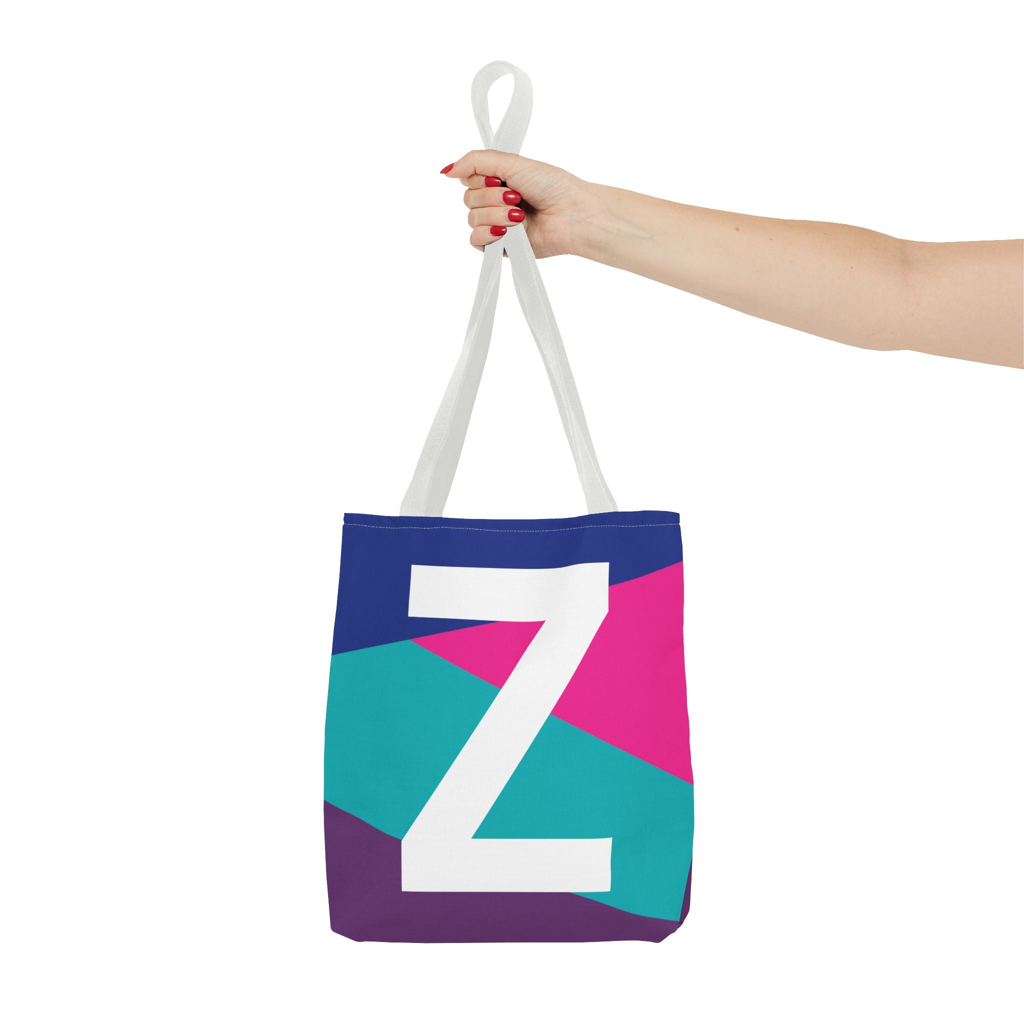 Monogram 'Z' Colorblock Tote Bag — Personalized Initial Z Shoulder Tote