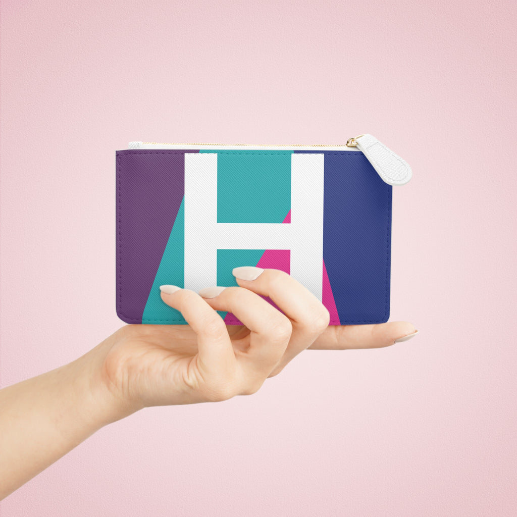 Initial H Mini Clutch — Colorblock Monogram Wristlet Wallet