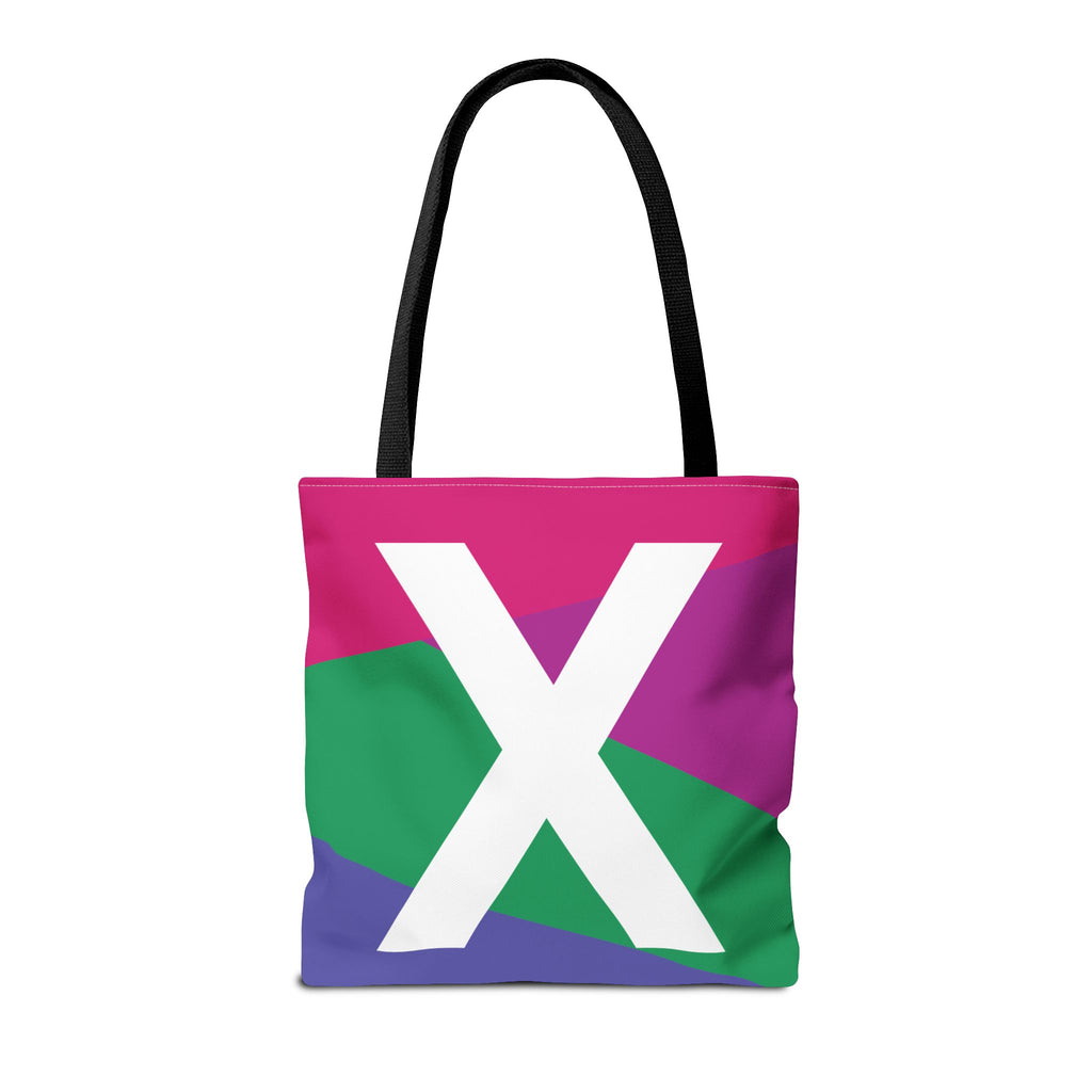 Monogram 'X' Colorblock Tote Bag — Personalized Initial X Shoulder Tote