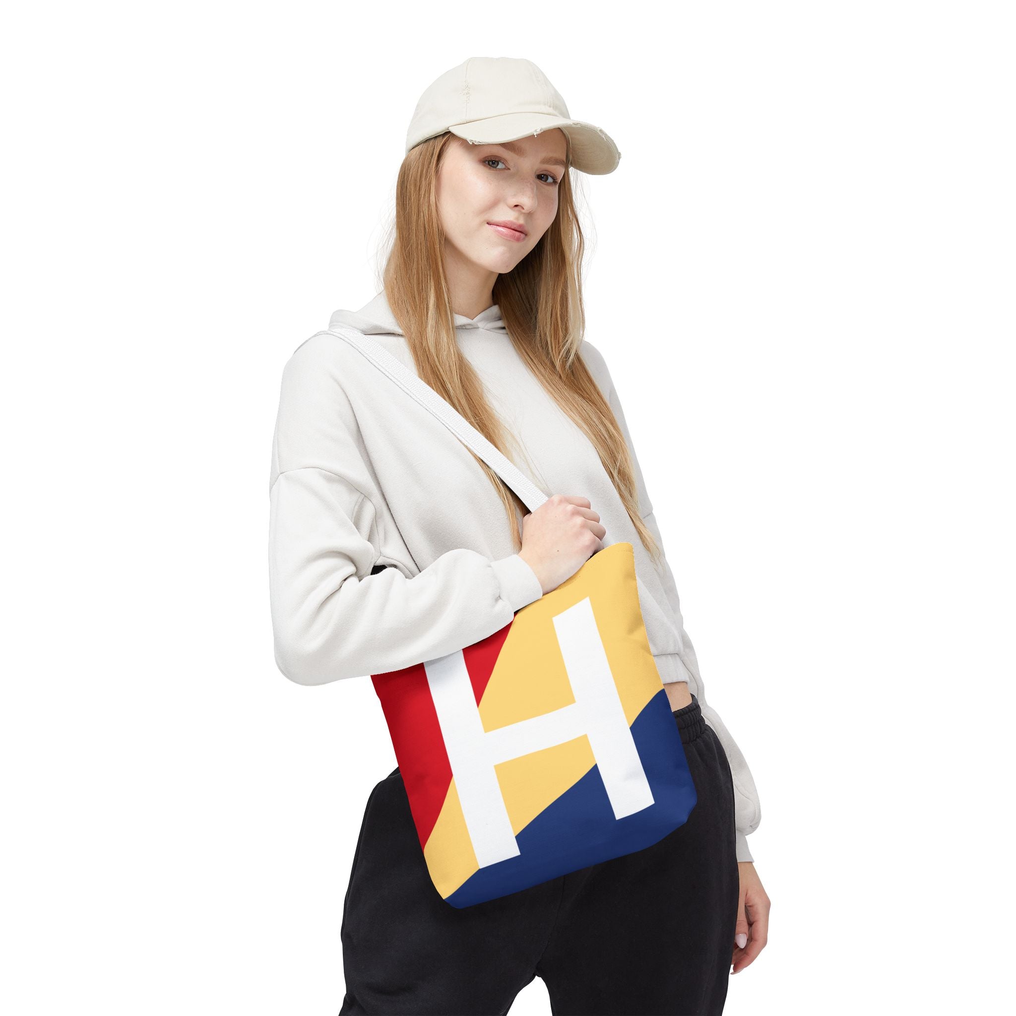 Monogram 'H' Colorblock Tote Bag — Personalized Initial H Shoulder Tote