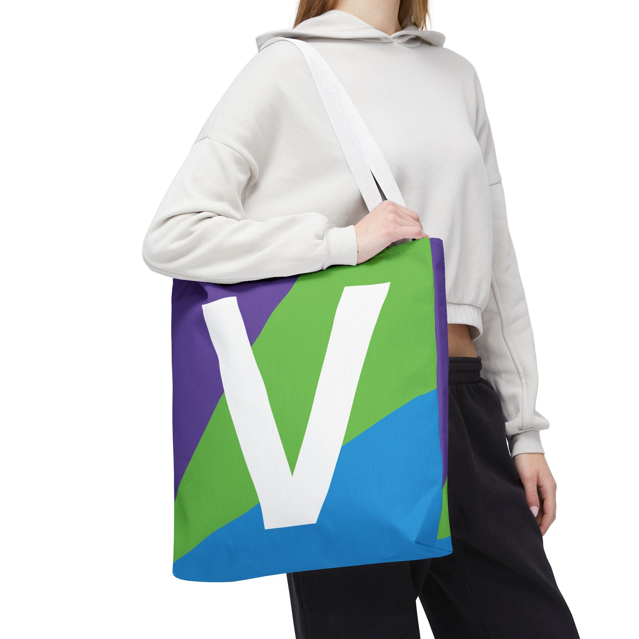 Monogram 'V' Colorblock Tote Bag — Personalized Initial V Shoulder Tote