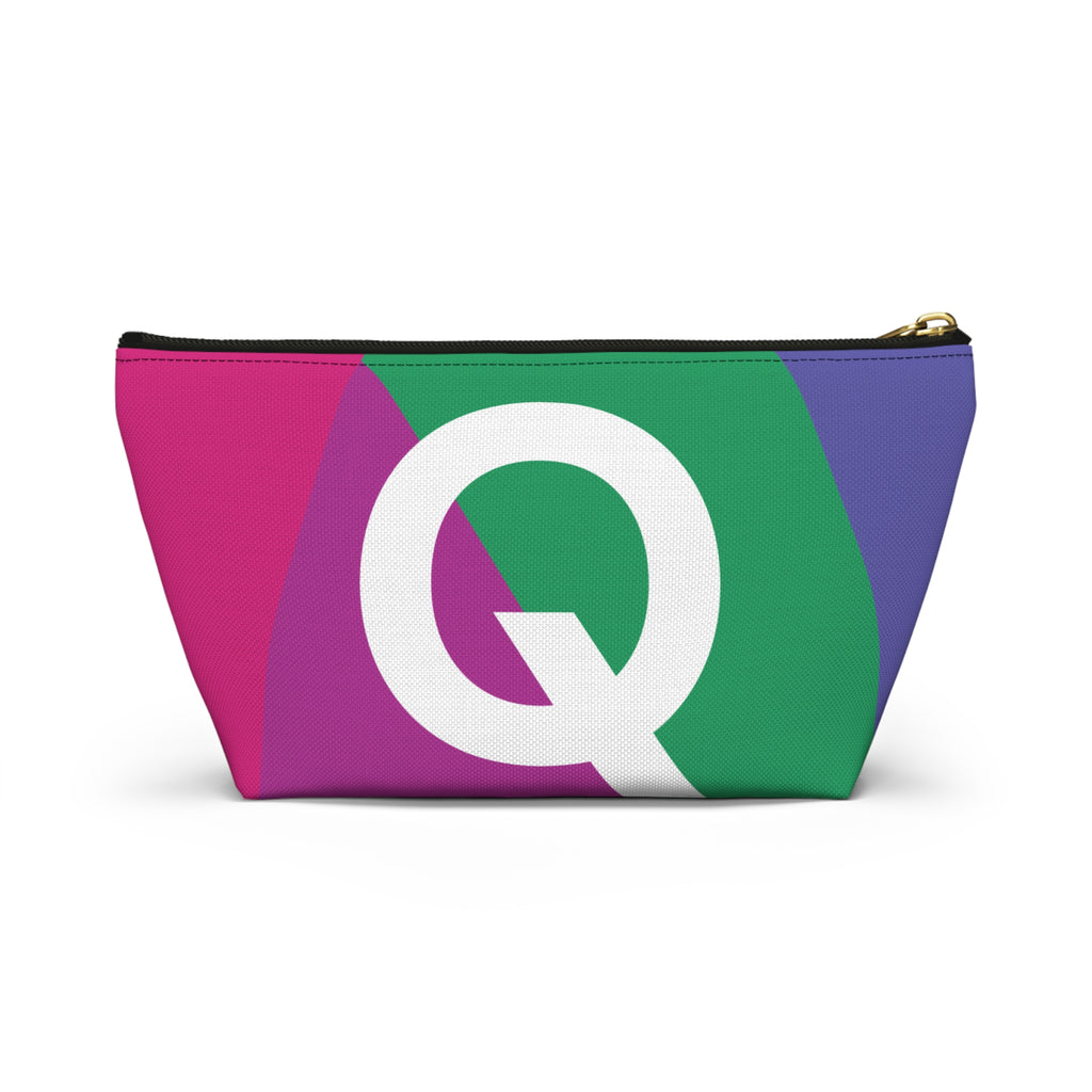 Initials Colorblock Accessory Pouch — Monogram Q T-Bottom Cosmetic Bag