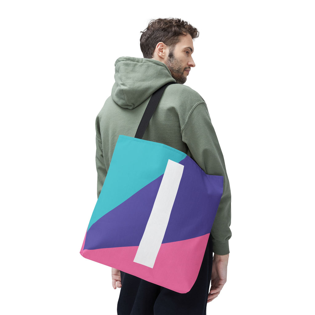 Monogram 'I' Colorblock Tote Bag — Personalized Initial I Shoulder Tote