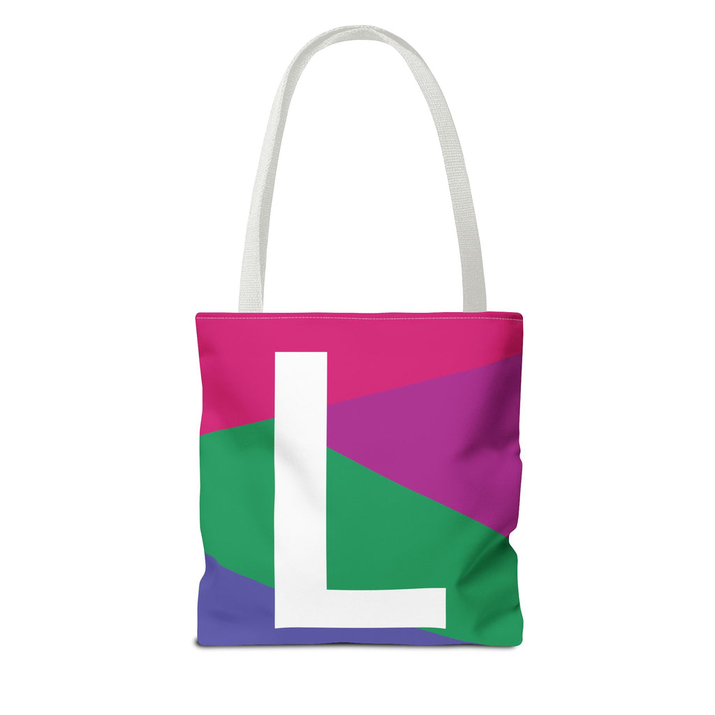 Monogram 'L' Colorblock Tote Bag — Personalized Initial L Shoulder Tote