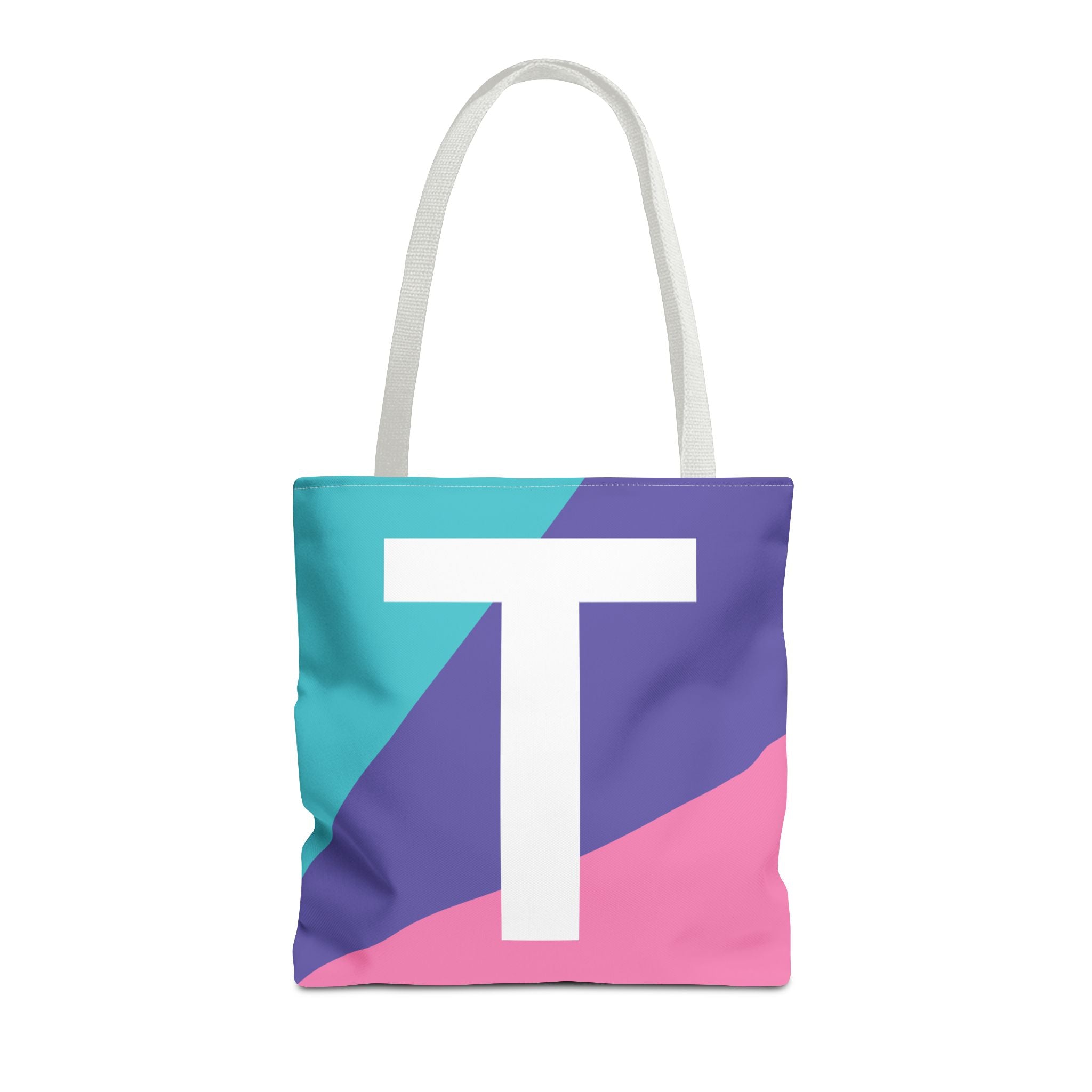 Monogram 'T' Colorblock Tote Bag — Personalized Initial T Shoulder Tote