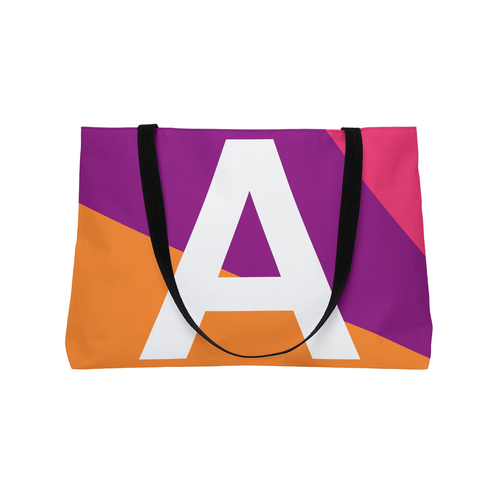 Personalized 'A' Colorblock Tote Bag — Monogram Weekender Tote