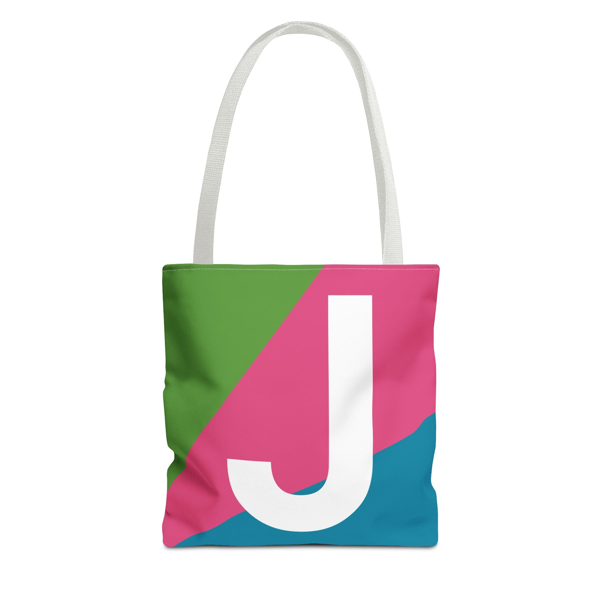 Monogram 'J' Colorblock Tote Bag — Personalized Initial J Shoulder Tote