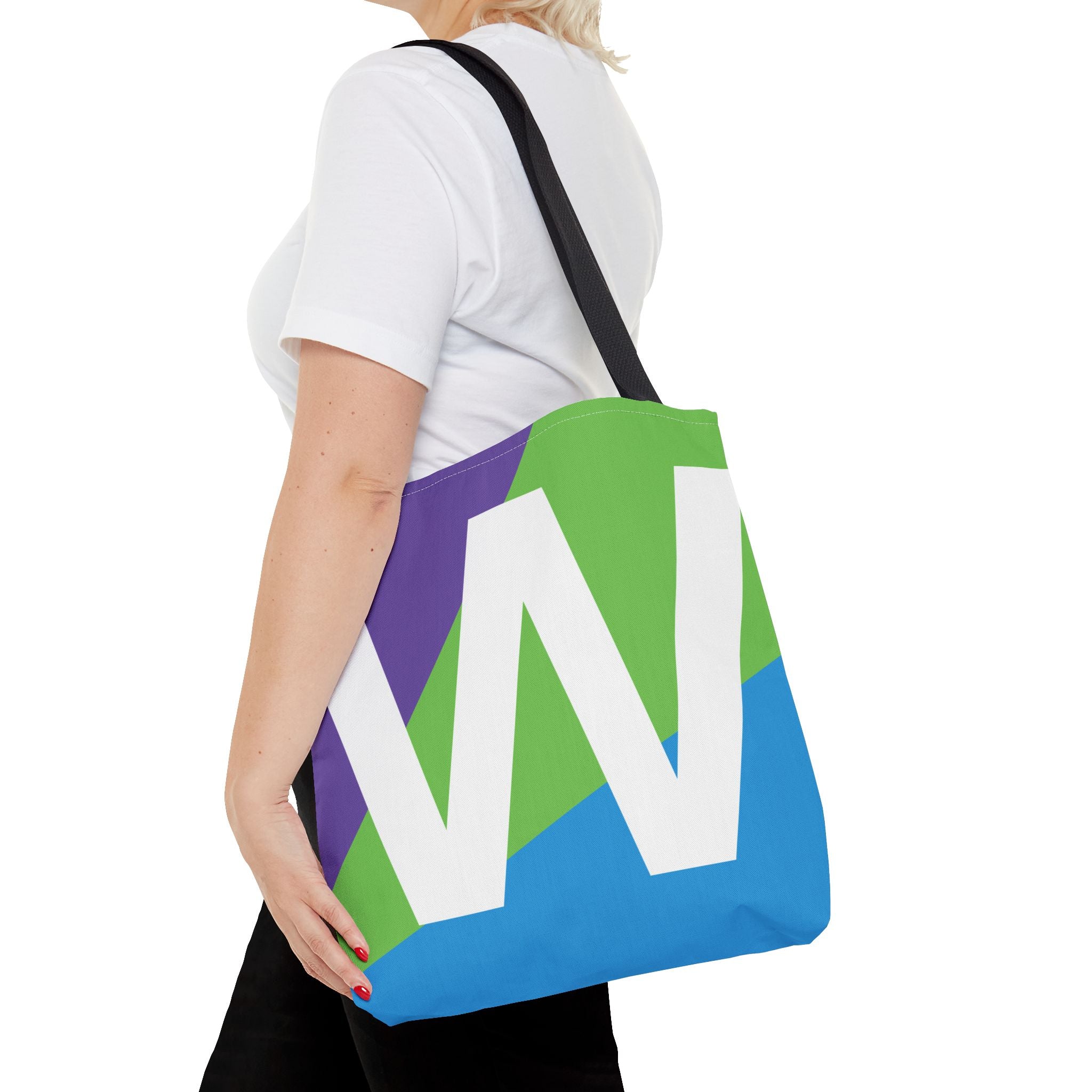 Monogram 'W' Colorblock Tote Bag — Personalized Initial W Shoulder Tote