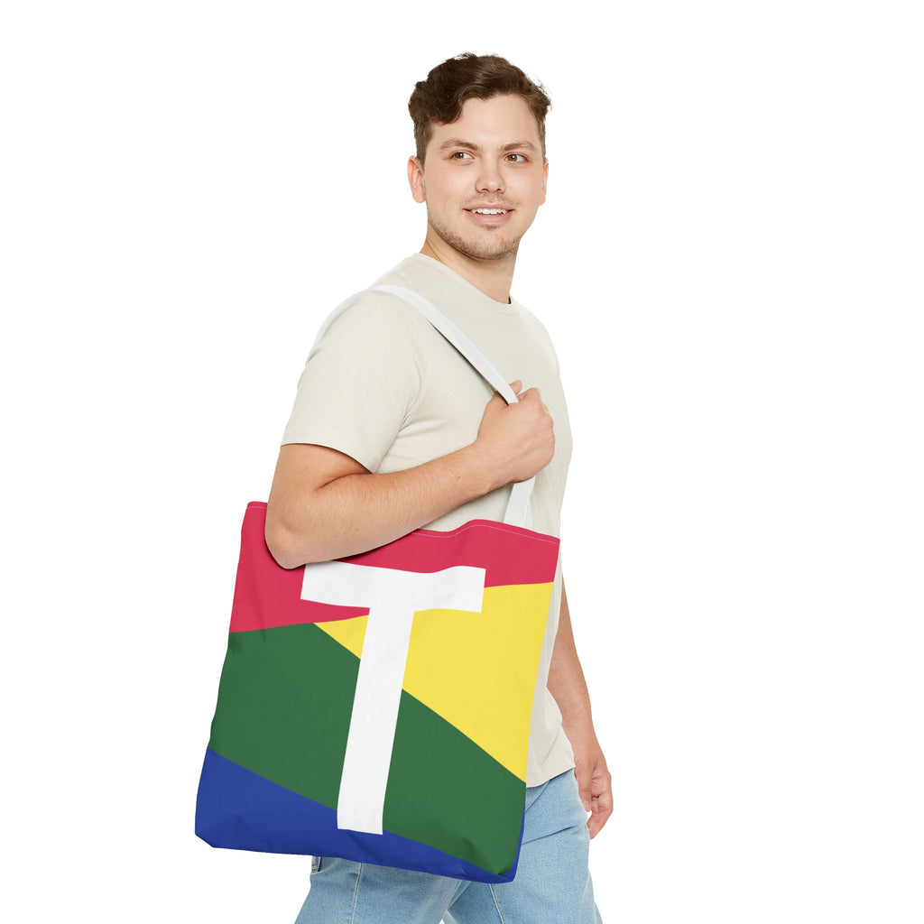 Monogram 'T' Colorblock Tote Bag — Personalized Initial T Shoulder Tote