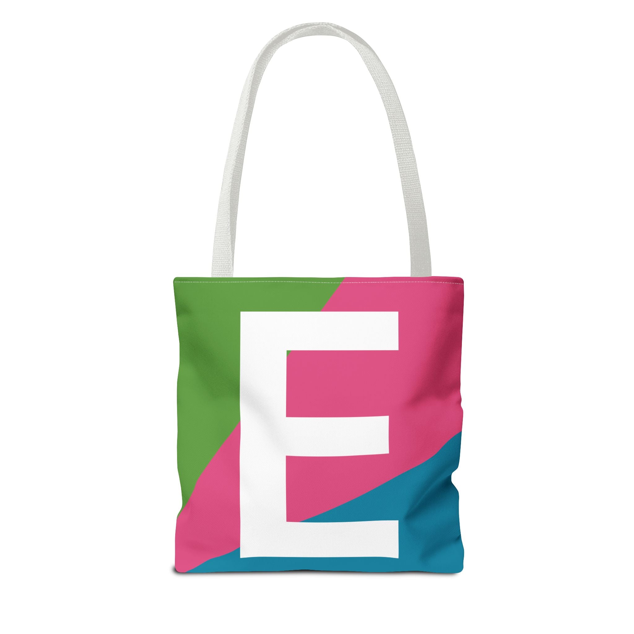 Monogram 'E' Colorblock Tote Bag — Personalized Initial E Shoulder Tote