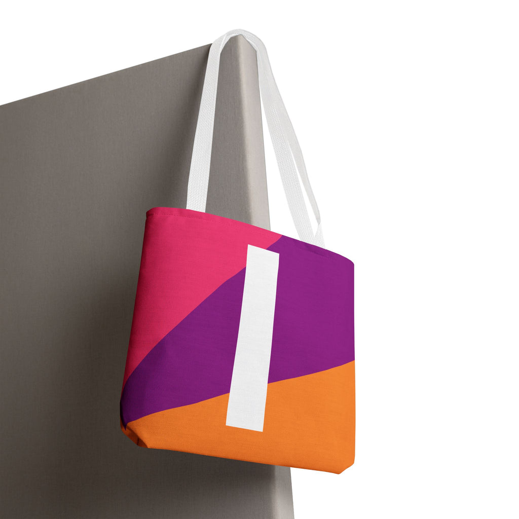 Monogram 'I' Colorblock Tote Bag — Personalized Initial I Shoulder Tote