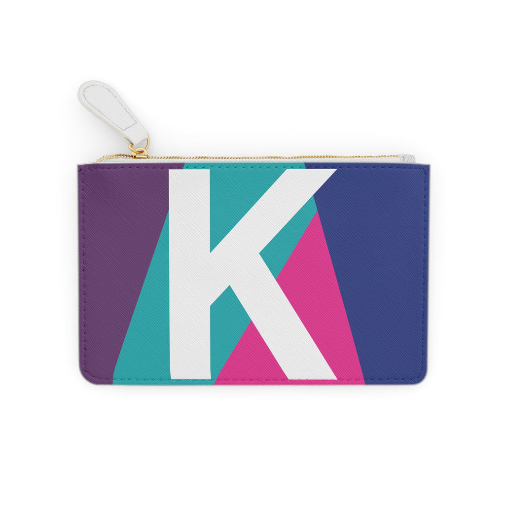 Initial K Mini Clutch — Colorblock Monogram Wristlet Wallet