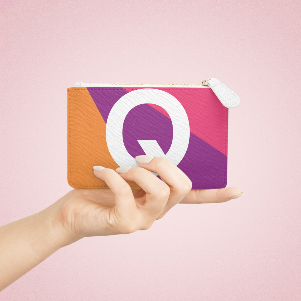 Initial Q Mini Clutch — Colorblock Monogram Wristlet Wallet