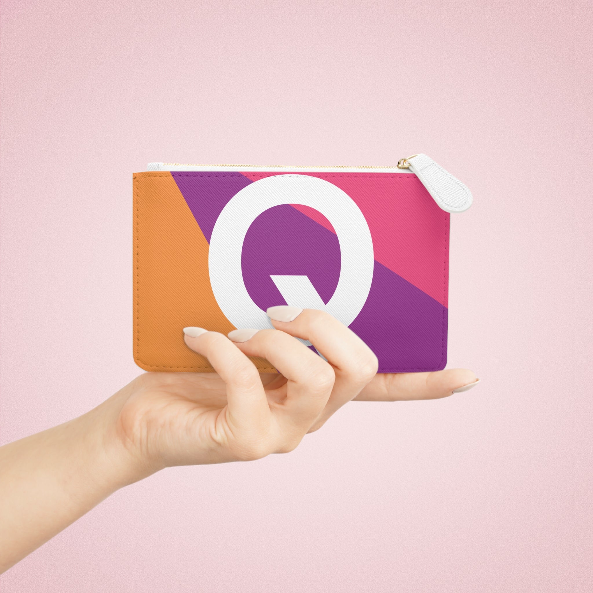 Initial Q Mini Clutch — Colorblock Monogram Wristlet Wallet