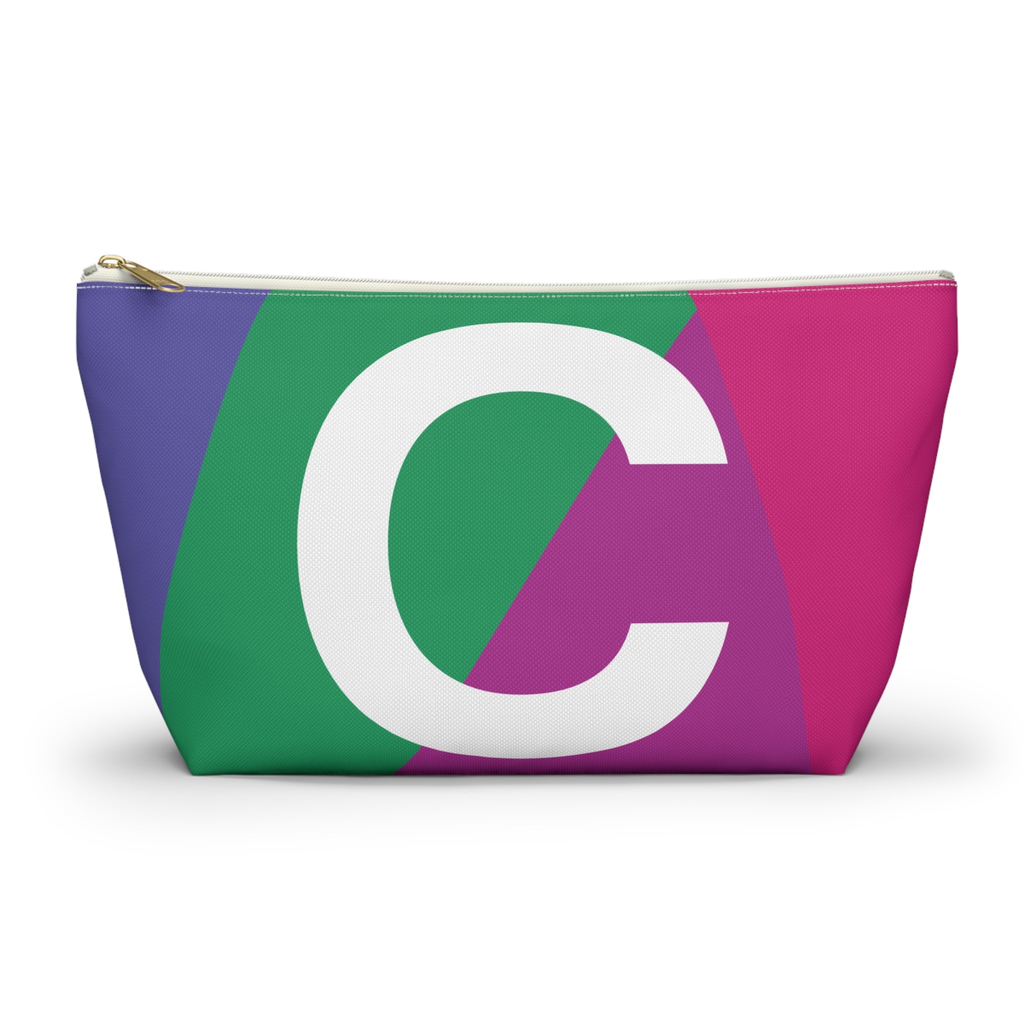 Initials Colorblock Accessory Pouch — Monogram C T-Bottom Cosmetic Bag