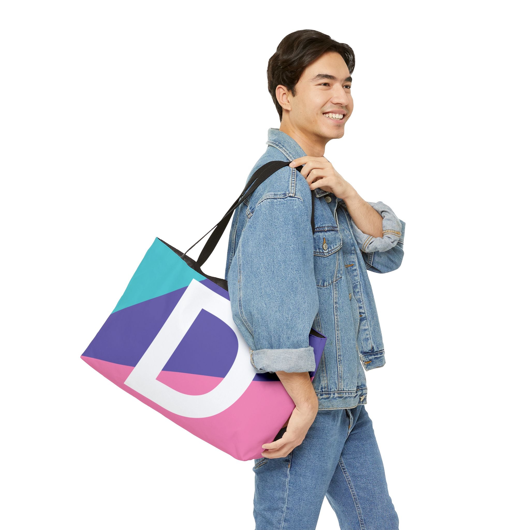 Personalized 'D' Colorblock Tote Bag — Monogram Weekender Tote