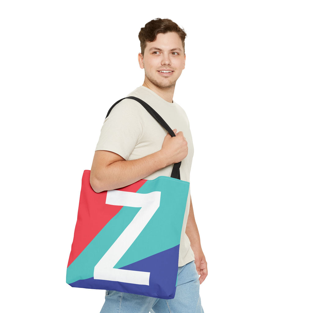 Monogram 'Z' Colorblock Tote Bag — Personalized Initial Z Shoulder Tote