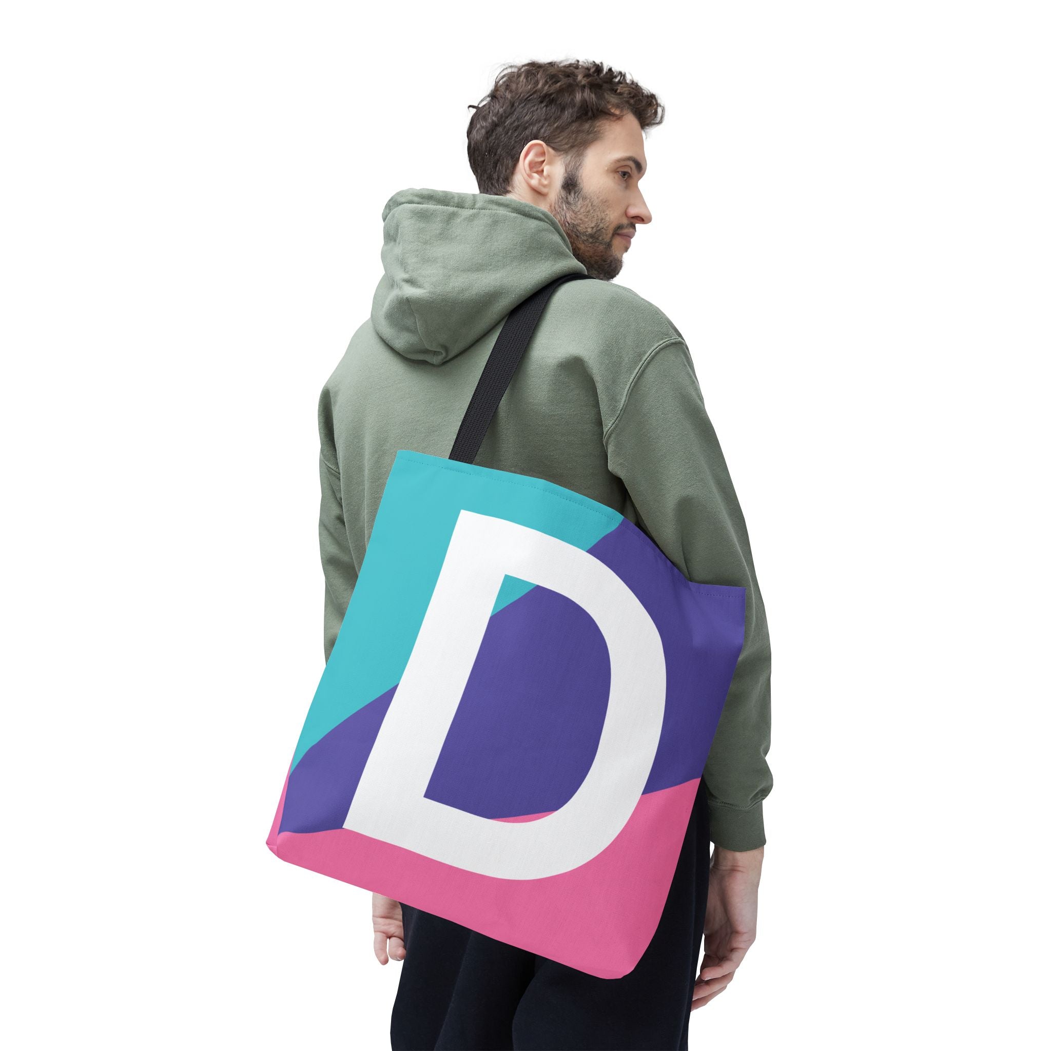 Monogram 'D' Colorblock Tote Bag — Personalized Initial D Shoulder Tote