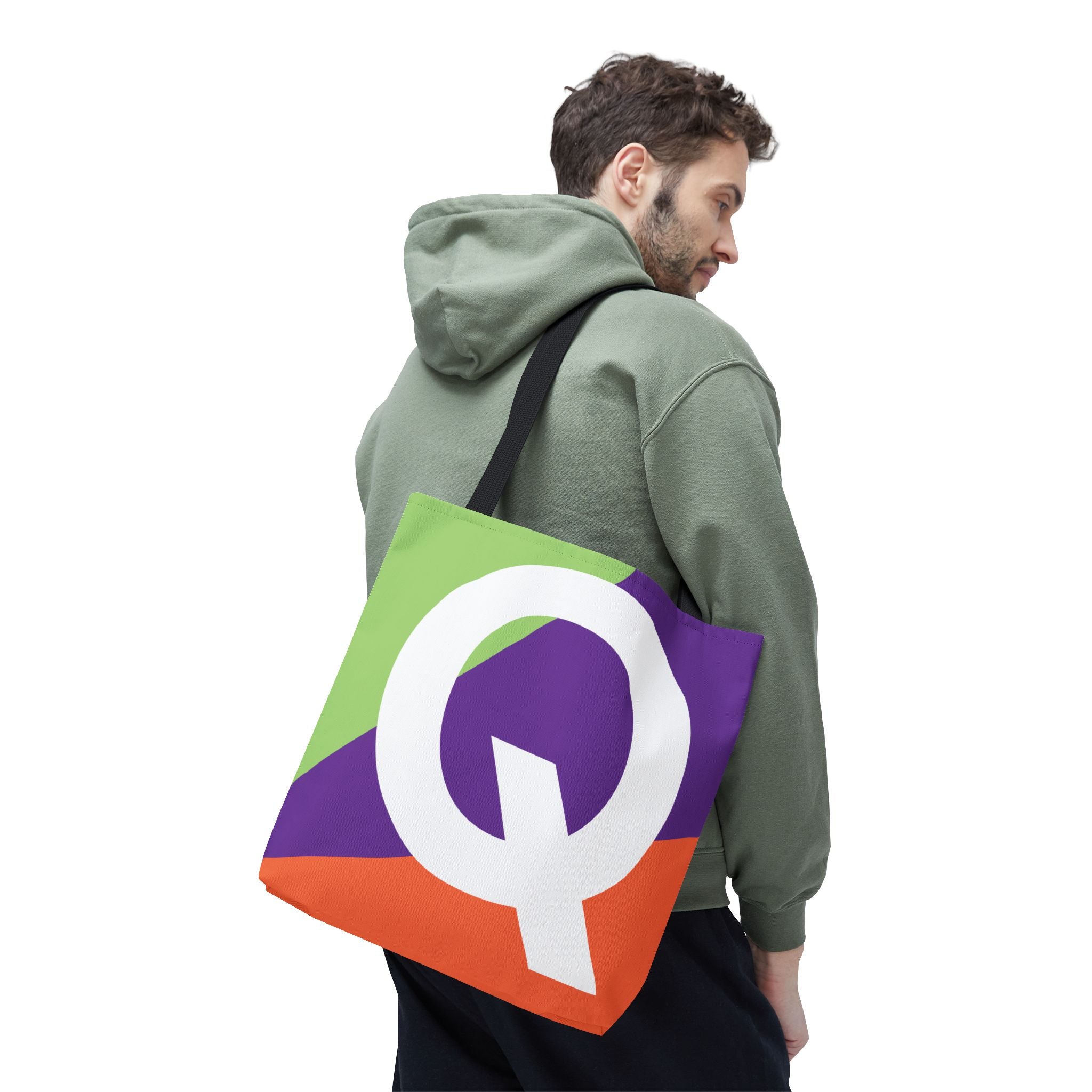 Monogram 'Q' Colorblock Tote Bag — Personalized Initial Q Shoulder Tote