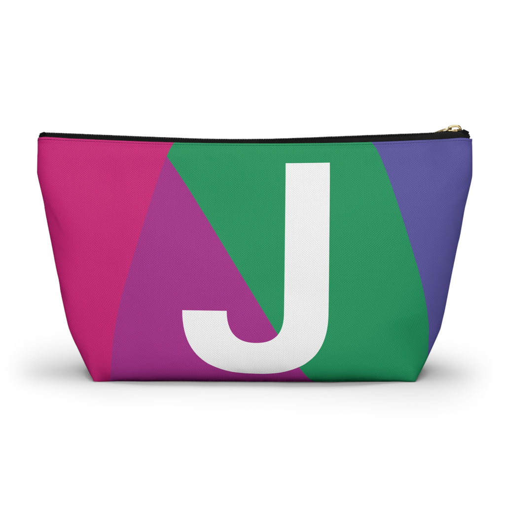 Initials Colorblock Accessory Pouch — Monogram J T-Bottom Cosmetic Bag